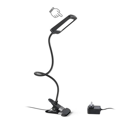 TROND LED Clamp Desk Lamp Task Light (9W, 6000K Daylight, 3-Level Dimmable, Extra-Long Flexible Gooseneck), for Headboard, Workbench, Craftwork, Reading, Painting, Sewing or Knitting