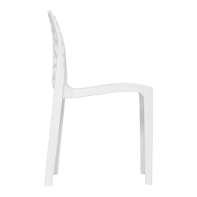 Image of Supreme Web Plastic Chair |Armless Chair for Dining Room Set, Home, Cafe & Outdoor Use |Weight Bearing Upto 220kgs(Color: White; Set of 4)