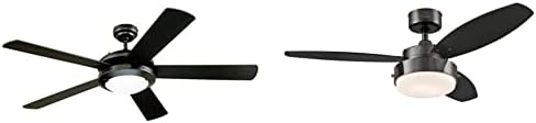 Westinghouse Lighting 7224200 Comet Indoor Ceiling Fan with Light, Matte Black & 7221500 Alloy Ceiling Fan, 42 Inch