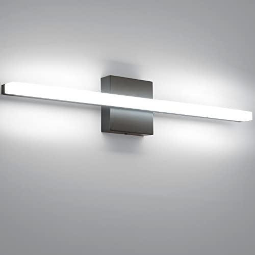 Image of Combuh Bathroom Light Fixtures Dimmable Black Vanity Lights Bar 24 Inch 14W Bathroom Lights Over Mirror ip44 Wall Sconces Daylight White 6000K