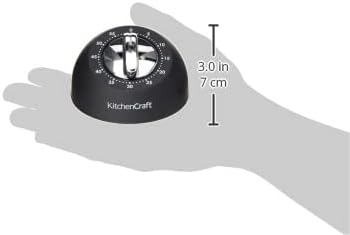 KitchenCraft Mechanical Kitchen Timer with Soft Touch and Chrome finish, Countdown Timer 1 Hour, Black and Chrome