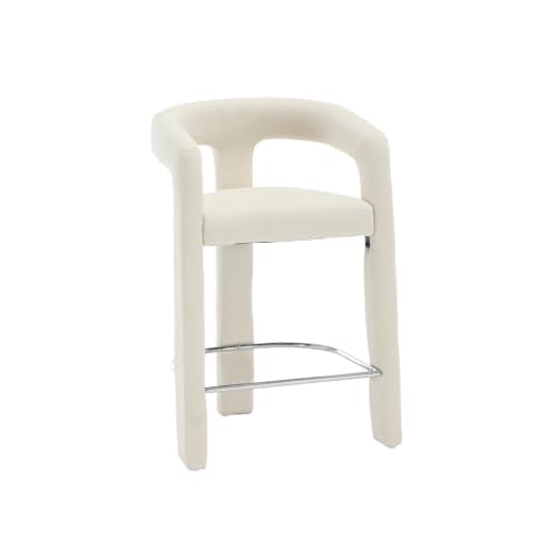 CIMOTA 26’’ Modern Counter Height Bar Stool Set of 1, Boucle Barrel Bar Chair with Open Back/Arms, Comfortable Breakfast Kitchen Island Barstools for Home Bar, Sherpa Black