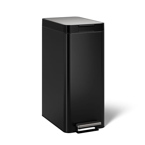 Caneca de basura rectangular negra de acero inoxidable 13 gal