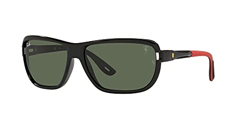 Ray-Ban Rb4365M Scuderia Ferrari Collection Aviator Sunglasses, Black/Dark Green, 62 Mm #TOP1