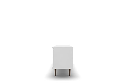 Manhattan Comfort Liberty Mid-Century Modern Living Room Tv Stand With Shelves And A Cabinet With Splayed Legs, 201Amc: 62.99 Inch, White #TOP3