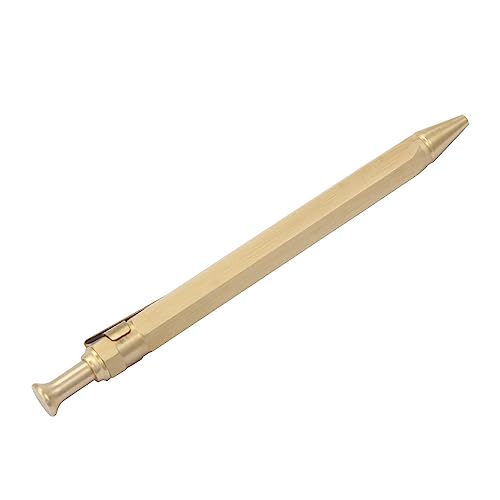 SAMFUNG Stick Brass Ballpoint Pen Pocket Prismatic Signature Pen with Black Replaceable Refill for Writing Stationery Gift Office Business - Image 4