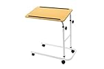 Angel Mobility Overbed Table with Wheels – Height Adjustable and Lightweight – Laminated 61 x 40 cm Flat Packed Surface for Bed or Chair Use – Ideal for Meals, Laptop Work, and Elderly Care