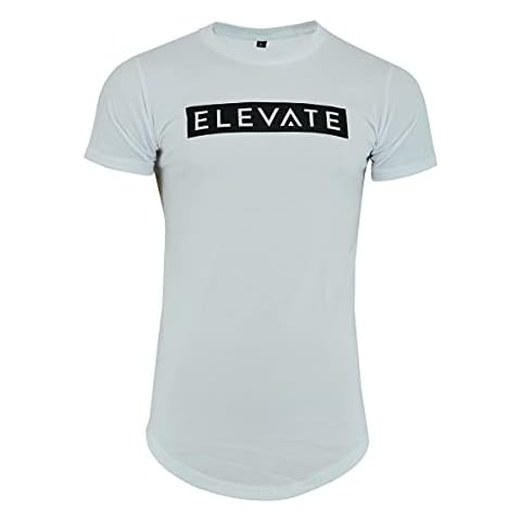 Elevate Muscle Fit Gym T Shirt for Bodybuilding Crossfit Powerlifting Weight Lifting Fitness Running Training Workouts Slim Fit Functional Breathable Sportswear - Large Box Logo Black Cover
