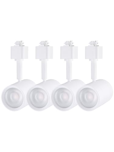 LEONLITE Small Space Series 8.5W LED H Track Lighting Heads, ETL Listed, Dimmable H Track Light Heads for Store Shop Cafe, CRI90, H Track Lighting, 4000K Cool White, Matte White, Pack of 4