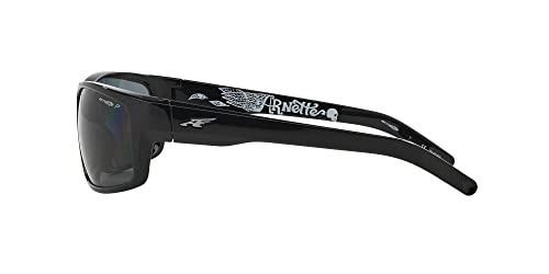 ARNETTE Unisex Sunglasses Shiny Black Frame, Polarized Dark Grey Lenses, 62MM4