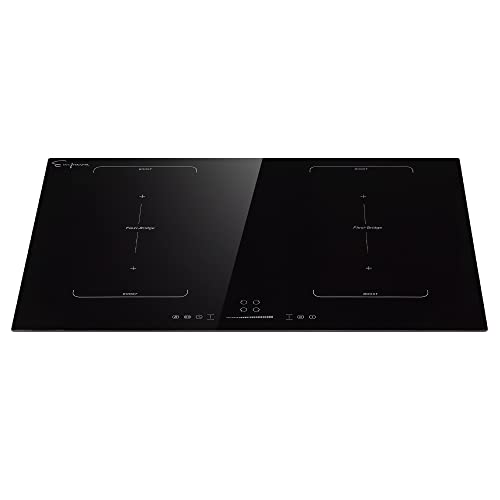 Image of Empava 30-Inch Electric Induction Cooktop 6 Booster Burners Stove Top 7200W Including 2 Flexi Zone in Black Vitro Ceramic Glass, 30 Inch Bridge