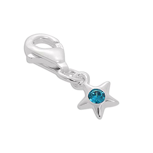 Image of jewellerybox Sterling Silver & Sapphire CZ Crystal September Birthstone Star Clip-On Charm