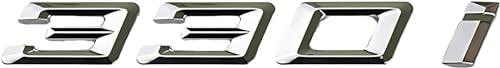 Image of 330i Emblem Decal Car Numbers Letters Decal Plating Badge 3D Metal Style Fit for 330i Car Model Silver