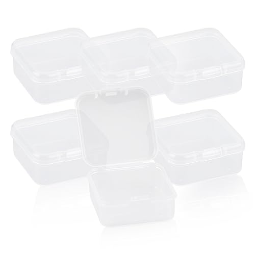 Image of GLADFRESIT 6Pcs Small Plastic Containers With Lids Mini Rectangular Empty Containers Box Case with Lid for Beads Business Cards Pills Small Items (4.5 * 4.5 * 2cm)