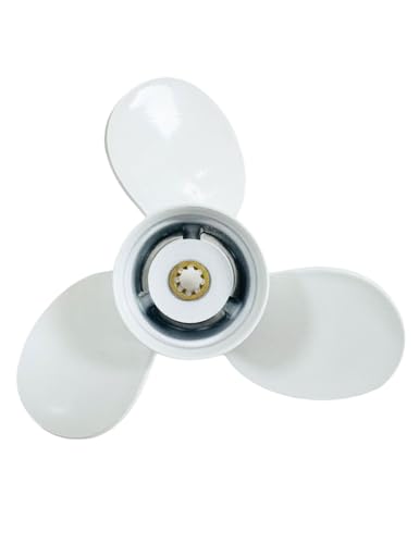 Boat Outboard Propeller 9 1/4 x 10 -J for Yamaha 9.9HP 15HP 20HP T8/9.9 F9.9/15/15C/20 Engine(2-1/2" Gearcase), OEM No.63V-45952-10-EL, 8 Spline Aluminum Boat Motor Props, 3-Blades Boat Propeller, RH