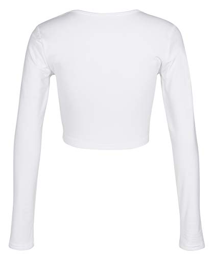 Artfish Women Long Sleeve Stretchy Crop Top Sexy Slim Fitted Fleece Lined Cropped Shirts4