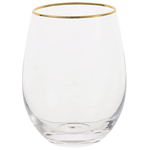 Mygift Set Of 4 Stemless Wine Glasses With Brass Plated Rim, Holiday Stemware, Wedding And Bridesmaid Gift, Elegant Cocktail Mimosa Champagne New Year Toasting Glasses #TOP3