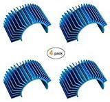 (4-Pack) Aluminum Electric Engine Motor Heatsink Fins Cooling for RC 540 550 Size Brushed Brushless RC Car Accessories (Blue)