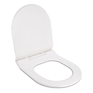 ELEGANT CASA Colour White A-12 Sleek Design Soft-Closing D-Shape Round PP Seat Cover Commode Cover (42 x 36 cm) Adjustable Hinges (Hole distance) from 13-18CM; White