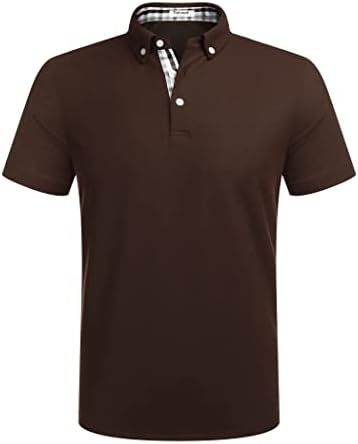 Tinkwell Men's Classic Fit Short Sleeve Polo Shirt Quick Dry Golf Tech Strech Brown Polo Shirts for Men M