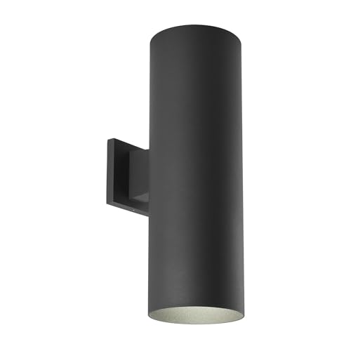 Image of Progress Lighting 6-Inch Cylinder Outdoor Wall Sconce, 2-Light Modern Wall Mount Up and Down Lights, Interior and Exterior Lighting for Home or Porch, Aluminum Construction, Black (P5642-31)