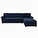 Żakard Pokrowiec na kanapę Rozciągać się Narzuta na sofę w kształcie litery L antypoślizgowe Pokrowiec na sofę narożną miękki Ochraniacz na Meble -ciemnoniebieski-prawy szezlong 3 miejsca