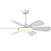 Wentylator Sufitowy 52 calowy wentylator sufitowy z światłami i pilotem do salonu sypialnia (5 ostrzy) z Lampa (Color : White)