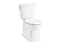 KOHLER 5709-0 Corbelle ContinuousClean XT Two-Piece Elongated Toilet with Skirted Trapway, Left-Hand Trip Lever, 1.28 GPF, White