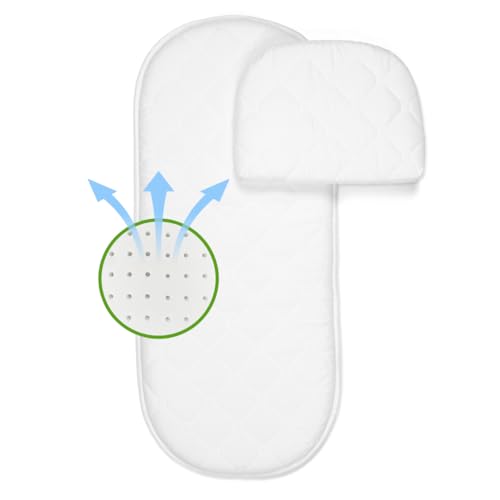 EPSELIA   Colchón para capazo con almohada, certificación antiasfixia EN16890:2017, estructura con orificios de ventilación, antiácaros, Certipur Oeko Tex