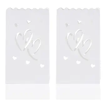 Uonlytech 20pcs Love Luminaries Novelty Lantern Marriage Light Bags, Tealight Halloween Bags Decoration Decorations Out Hollow Flameless Tea Flame Lampshade Bag with White Proposal