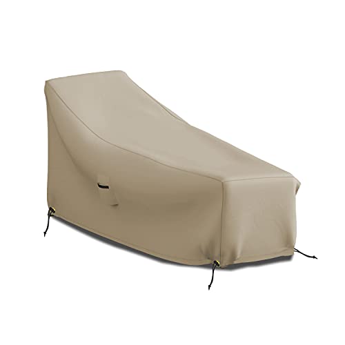 Covers & all Chaise Lounge Cover, Chair Couch Sofa protector, Patio Pool Garden Lawn furniture, with Air Vents & Drawstrings, 12 Oz Waterproof, UV & Weather Resistant (82" W x 57" D x 32" H, Beige)