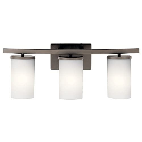 Image of KICHLER Crosby 23 inch 3 Light Vanity Light Satin Etched Cased Opal Olde Bronze,White