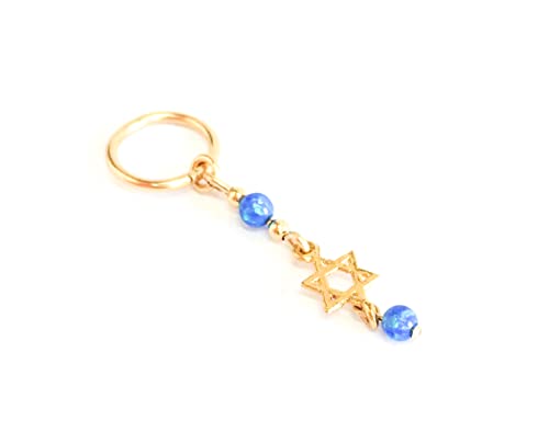 MoonliDesigns Star of David Navel Hoop Dangle Belly Button Ring Handmade Opal Piercing Jewelry