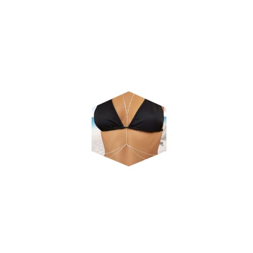 Silver Plated Sexy Body Chains for Women Layered Rhinestone Crossover Bikini Bra Body Jewelry Summer Beach Crystal Belly Waist Chain(Chain)