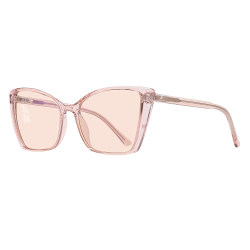 Image of Women's FL-Flex Cat Eye Tinted Blue Light Blocking Glasses for Migraine, Fluorescent Light Sensitivity, Photophobia & LED Gaming Computer Screen Glare (Light Rose /Flesh Pink)