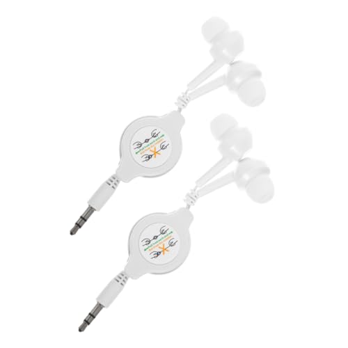 YOSADIER 2 Piezas Auriculares Intrauditivos Retractiles con Cancelación de Ruido Cable Unidades Blancas y Portátiles para Deportes y Viajes