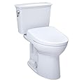 TOTO Drake Transitional WASHLET+ Two-Piece Elongated 1.28 GPF TORNADO FLUSH Toilet and S7 Bidet Seat with Auto Flush, Cotton White - MW7864726CEGA#01