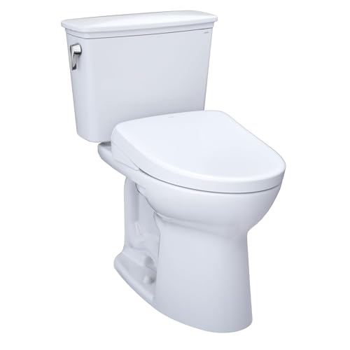 TOTO Drake Transitional WASHLET+ Two-Piece Elongated 1.28 GPF TORNADO FLUSH Toilet and S7 Bidet Seat with Auto Flush, Cotton White - MW7864726CEGA#01