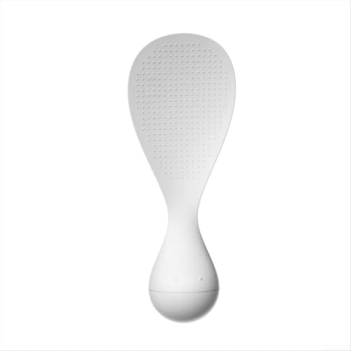 Cuillère à riz antiadhésive avec design, poignée ergonomique, outil de cuisine pour servir et nettoyer, passe au lave-vaisselle, 17,6 cm, blanc