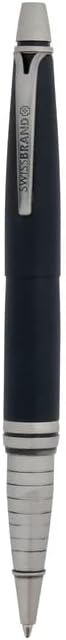 Swissbrand Vivid 2532 Matte Black Chrome Ballpoint Pen With Chrome Trim – Elegant Brass Body, Smooth Writing, 0.6Mm Tip, Ideal Gift For Him/Her, Black Ink