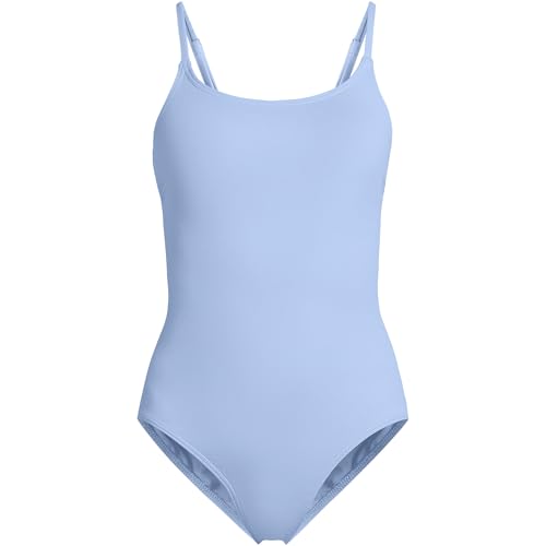 Lands' End Women's Chlorine Resistant Scoop Neck High Leg Tugless Tank Thin Strap One Piece Swimsuit Adjustable3