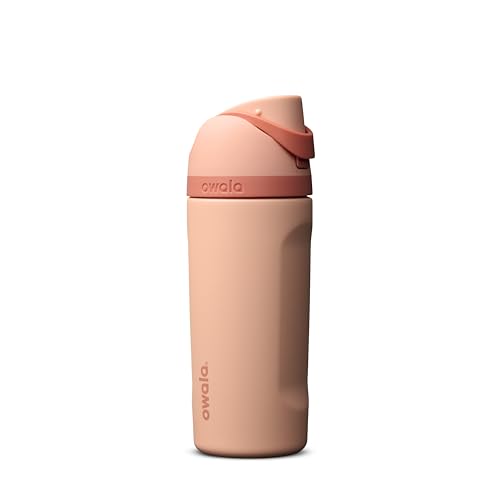 Image of Owala Kids FreeSip Insulated Stainless Steel Water Bottle with Straw for Sports, Travel, and School BPA-Free Sports Water Bottle, 16 oz, Peach of Mind