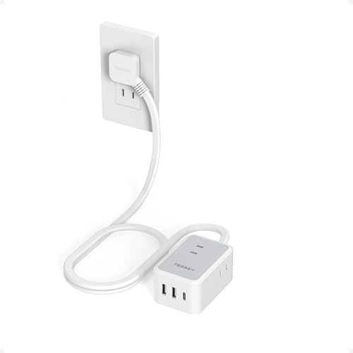 TESSAN 延長コード 1m 短い 薄型 電源タップ usb コンセントタップ たこあしコンセント テーブルタップ 3個AC 1個タイプC 2個タイプA マルチ 電源コード type-c タコ足配線 隙間 oa 卓上 壁掛 出張 旅行 mini型 おしゃれ