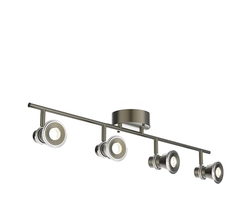 Image of 4-Light Dimmable LED Track Lighting Kit, Industrial Gunmetal Flush Mount Ceiling Spotlight, Adjustable Heads with Directional Lighting (LED Bulbs Included)