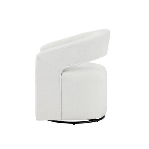 Sillón giratorio de tela bouclé blanco miniatura 6