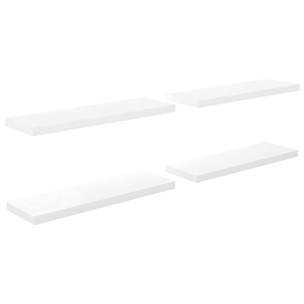 Genérico Estante Flotante de Pared 4 uds MDF Blanco Brillo 80x23,5x3,8cm,Mobiliario,Estanterías,Estantes y estanterías-323753