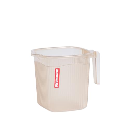 Image of MODWARE Plastic Bucket with Mug Set, 20L Transparent Bucket with 1 Litre Mug, Durable Lightweight Bathroom Set (Brown, 20L)