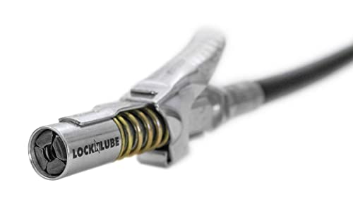 Locknlube Grease Gun Coupler Locks Onto Zerk Fittings. Grease Goes In, Not On The Machine. World's Best-Selling Original Locking Grease Coupler. Rated 10,000 Psi. Long-Lasting Rebuildable Tool. #TOP3
