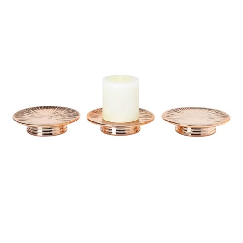 ADAVAS.Y&G Ceramic Rose Gold Candle Plate Set, 3-Piece – Decorative Candle Holder Tray for Pillar Candles, Jewelry, Trinkets or Bathroom Counter – Elegant Rose Gold Finish for Tabletop & Home Décor