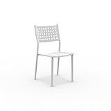 Mondo Viro 8 pz Sedia in metallo da giardino "Alice" con braccioli impilabile cm 43x48 85h (Bianco goffrato)